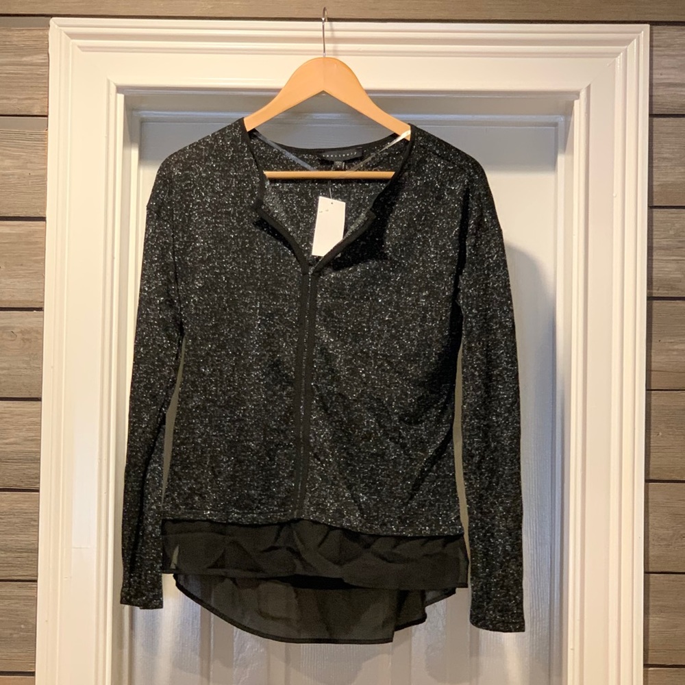 SANCTUARY Metallic long sleeve blouse with sheer bottom. Size S